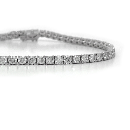 18K White Gold 7inch 4Prong Tennis Bracelet w/61Diams=5.00ctw SI H-I #B11-143309