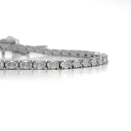 18K White Gold 7inch 4Prong Oval Tennis Bracelet w/49Diams=4.02ctw SI H-I #B11-162835