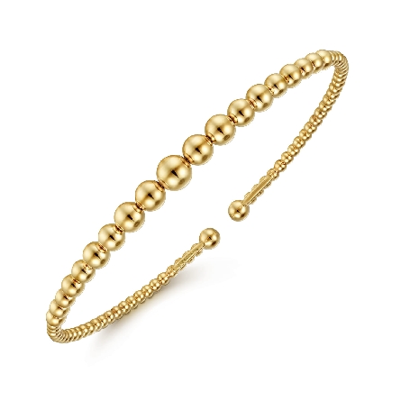 14K Yellow Gold Gabriel Bujukan 5.75inch Open Graduated Bead Bangle #BG4584-57Y4JJJ (S2406847)