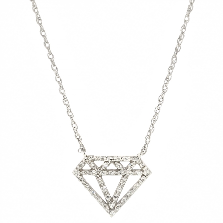 14K White Gold 18inch 14x18mm Diamond Necklace w/39Diams=.22ctw SI H #C14953