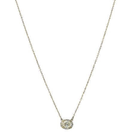 14K Yellow Gold 16inch East-West Halo Necklace w/Diam=.99ct VS K and Diams=.07ctw SI H-I #85902