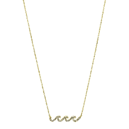 14K Yellow Gold 19inch Wave Necklace w/34Diams=.32ctw SI H-I #C16541