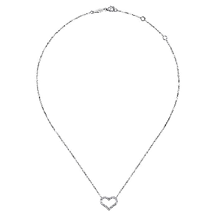 14K White Gold Gabriel 15.5-17.5inch Adjustable Open Heart Necklace w/Diams=.23tw SI2 H-I #NK6018W45JJ (S1676349)