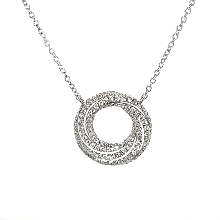 18K White Gold 16-18inch Swirl Circle Necklace w/Diams=.69ctw VS G-H #NC02971