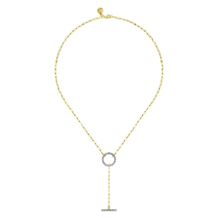 14K Yellow Gold Gabriel 17inch Circle and Bar Paperclip Necklace w/Diams=.59ctw SI2 H-I #NK7130Y45JJ (S1761516)