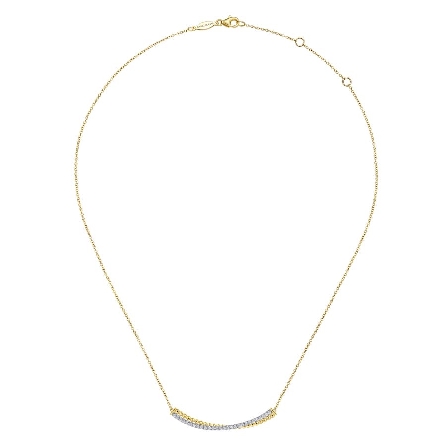 14K Yellow and White Gold Gabriel Bujukan 15.5-17.5inch Adjustable Curved Double Bar Necklace w/Diams=.30ctw SI2 H-I #NK6367M45JJ (S1801819)