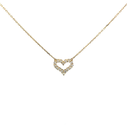 14K Yellow Gold 16inch Heart Necklace w/Diam=.86ct SI G-H #PD17252 (115443)