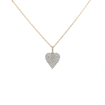 14K Yellow Gold 16-18inch Pave Heart Necklace w/Diam=.65ct SI G-H #NC02595 (126420)