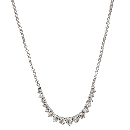 14K White Gold 18inch 3Prong Flexible Curved Necklace w/16Diams=2.88ctw VS-SI H-I #N370C
