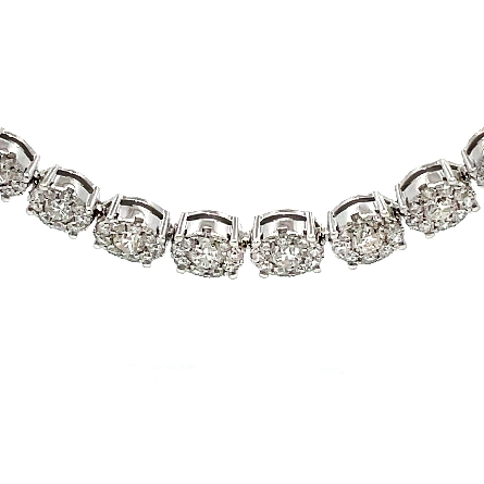 14K White Gold 16inch Graduated Clusted Necklace w/Diamonds=10.43ctw SI H-I N-9313-E (M7605) 