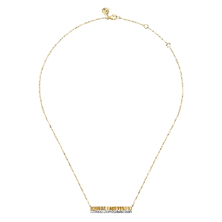 14K Yellow and White Gold Gabriel Diamond Cut Bar Necklace w/Diams=.34ctw SI2 H-I #NK7822M45JJ (S1850063)