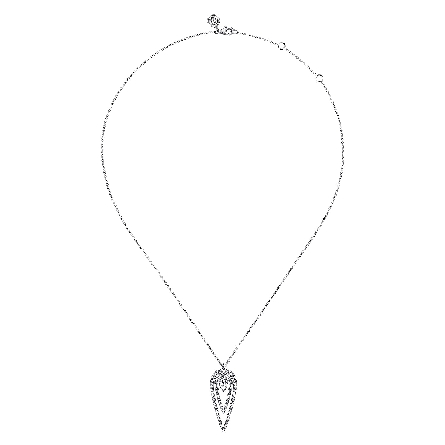 14K White Gold Gabriel Drop Elongated Pear Shape Pendant Necklace w/Diams=.82ctw SI2 H-I #NK7583W45JJ (S1754292)