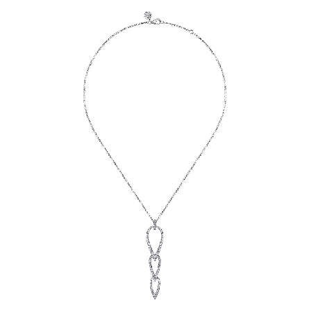14K White Gold Graduating Pear Shape Pendant Necklace w/Diams=1.66ctw SI2 H-I Adjustable 15.5-17.5inch #NK7766W45JJ (S2011777)