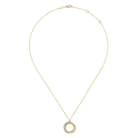 14K Yellow and White Gold Gabriel Bujukan 15.5-17.5inch Triple Circle Necklace w/Diam=.25ctw SI2 H-I #NK6360M45JJ (S2039169)