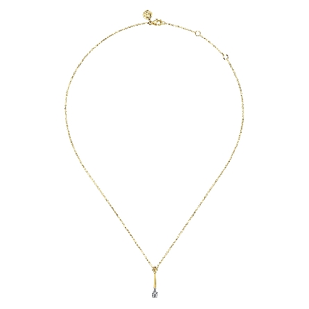 14K Yellow and White Gold Gabriel Bujukan Teardrop Pendant 15.5-17.5inch Necklace w/Diams=.17ctw SI2 H-I #NK8001M45JJ (S2119644) 