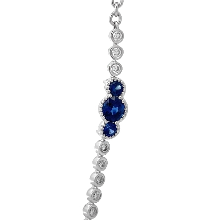 14K White Gold Adjustable 16-18inch Milgrain Bezel Station Necklace w/Sapphires=3.22ctw and Diams=.67ctw SI H-I #N-9523-P (N1022)