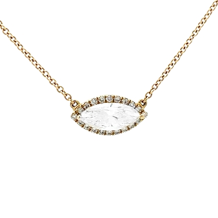 14K Yellow Gold 16inch East to West Marquise Halo Station Necklace w/Diams=.94ctw SI2 G-H #PD16-158-13YB