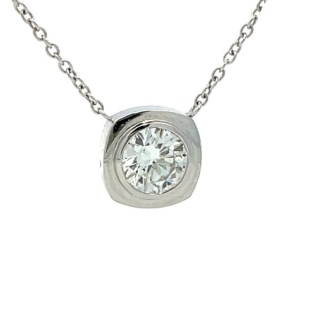 14K White Gold Adjustable 16-18inch Halo Necklace w/1 Diamond=1.03ct VS2 H GIA#6207821103 #NS-1499