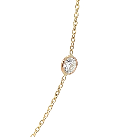 14K Yellow Gold Estate Adjustable 16-18inch Diamonds by the Yard Necklace w/5Diams=2.80ctw VVS2-SI2 G-H-I-J