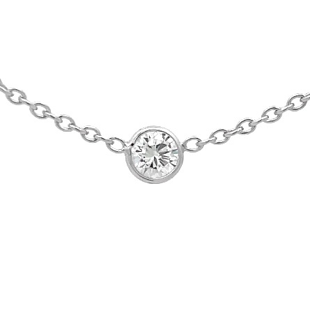 14K White Gold Adjustable 16-18inch Diamonds by the Yard Necklace w/5Diams=1.58ctw VVS2-VS2 H-I-J 