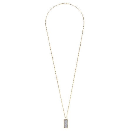 14K Yellow Gold Gabriel Bujukan 32inch Hollow Link Chain Pave Dog Tag Pendant Necklace w/Diams=1.62ctw SI2 H-I #NK6843-32Y45JJ (S2148189)