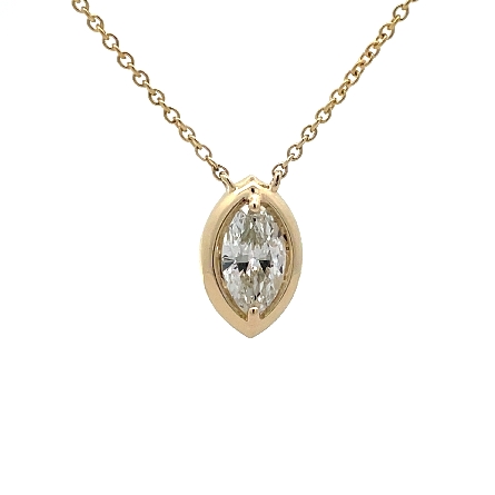 14K White Gold Adjustable 16-18inch Dangle Bezel Necklace w/1 Marquise Diamond=.79ct VS1 J #RMT123YB-MQ