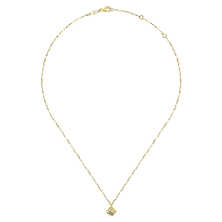 14K Yellow and White Gold Gabriel Twisted Clover Pendant Necklace w/Diams=.12ctw SI2 H-I on Adjustable 15.5-17.5inch Chain #NK6861M45JJ (S2191130)