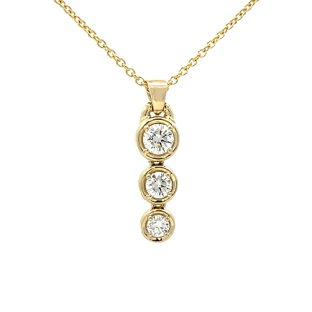 14K Yellow Gold 16inch Bezel Graduating Pendant w/Diams=.50ctw SI2 G-H #PT25-95YB
