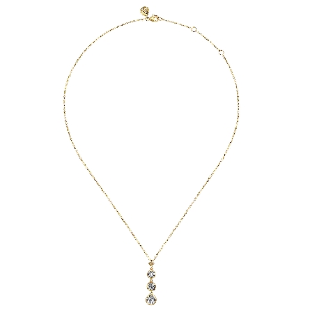 14K Yellow Gold Gabriel Adjustable 15.5-17.5inch 3 Disc Drop Necklace w/Diams=.26ctw SI2 H-I #NK7522M45JJ (S2218041)