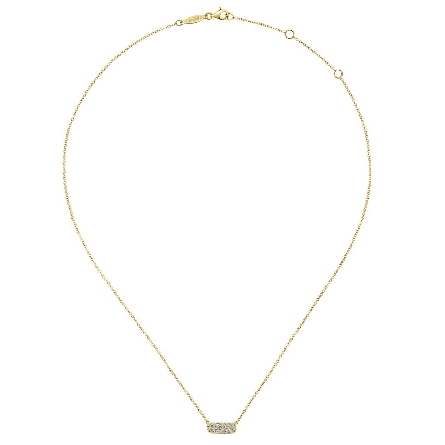14K Yellow Gold 15.5-17.5inch Adjustable .5inch Pave Rectangle Necklace w/Diams=.19ctw SI2 H-I #NK4943Y45JJ (S1802059)
