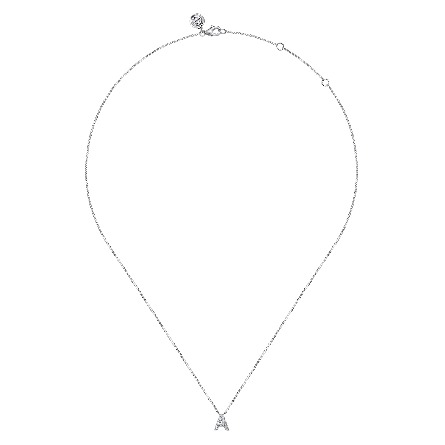 14K White Gold Gabriel 15.5-17.5inch Adjustable Initial A Necklace w/Diams=.06ctw SI2 H-I #NK8132A-W45JJ (S2279030)