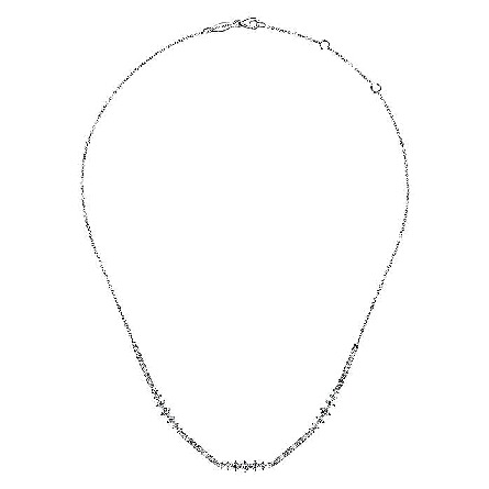 14K White Gold 15.5-17.5inch Stations Necklace w/Diams=1.47ctw SI2 H-I #NK6954W45JJ (S2211934)