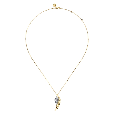 14K Yellow Gold Half Angel Wing Necklace 17.5inch w/Diams=.23ctw SI2 H-I #NK8123Y45JJ (S2111484)