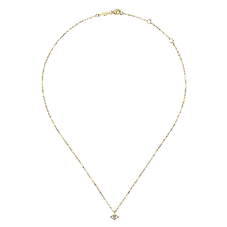 14K Yellow and White Gold Gabriel Adjustable 15.5-17.5inch Evil Eye Pendant Necklace w/1 Diamond=.03ct SI2 H-I #NK6433M45JJ (S2337827)
