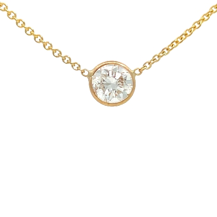 14K Yellow Gold Adjustable 16-18inch Solitaire Bezel Necklace w/1 Diamond=.74ct SI2 I