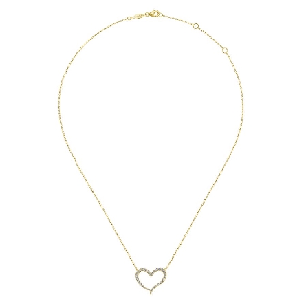 14K Yellow Gold 15.5-17.5inch Open Heart Necklace w/Diams=.49ctw SI2 H-I #NK5265Y45JJ (S1473039)