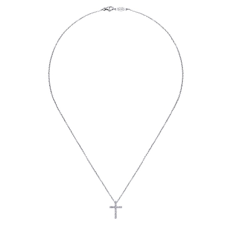 14K White Gold Prong Set Cross Pendant w/Diams=.10ctw SI2 H-I on 18inch Chain #NK2658W44JJ (S2171627)