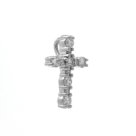 14K White Gold Alternating Size Shared Prong Cross Pendant w/Diams=.35ctw SI H-I #R2640