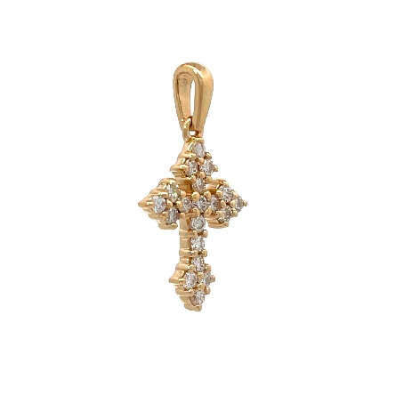 14K Yellow Gold Scalloped Cross Pendant w/Diams=.59ctw SI H-I #R2337