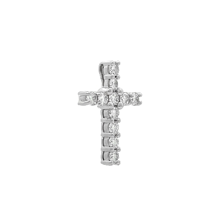 14K White Gold Shared Prong Cross Pendant w/Diams=1.09ctw SI H-I #R2115