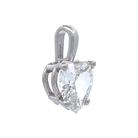 14K White Gold Heart Shaped Pendant w/Heart Diamond=1.38ct I1 H-I #29054