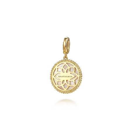 14K Yellow Gold Gabriel Bujukan Enhancer Medallion Pendant w/Mother of Pearl=2.29ct and Diams=.09ctw SI2 H-I in 18mm #PT6615Y45WM (S2323082)