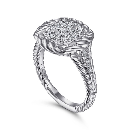 Sterling Silver Hampton Rope Frame Pave Ring w/White Sapphire=.45ctw Size 6.5 #LR51889SVJWS (S1271169)