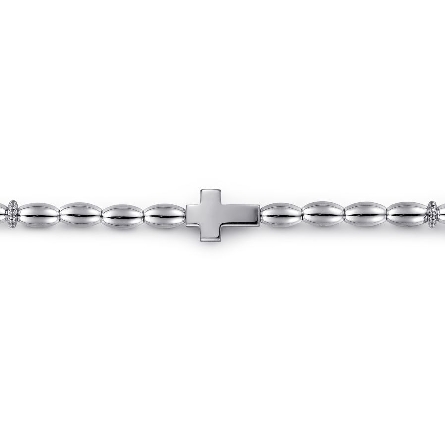 Sterling Silver Gabriel 8 inch Beaded Cross Bracelet #TBM4540SVJJJ (S1393880)