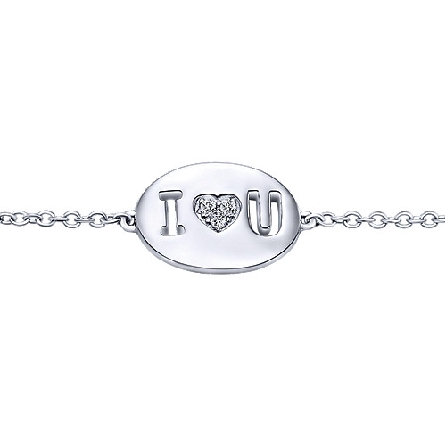 Sterling Silver I Heart U 6-7inch Adjustable Bracelet w/Diams=.05ctw #TB3118SV5JJ (S094274)