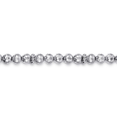 Sterling Silver Mens 8inch Faceted Bead Bracelet #TBM4521SVJJJ (S1456657)