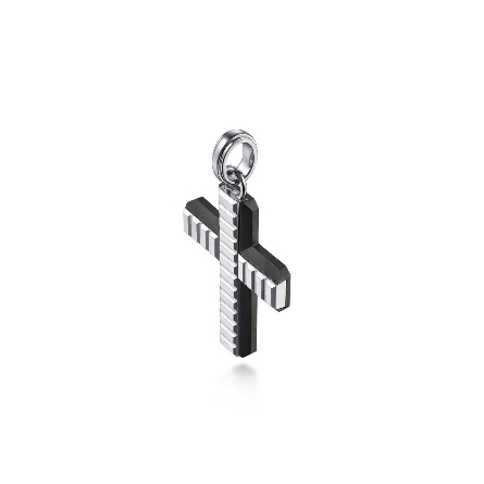 Sterlin Silver and Titantium Gabriel Cross Mens Pendant (Chain not included) #PCM6543TVJJJ (S1486706)