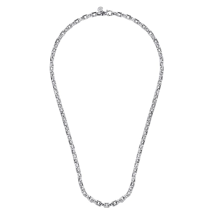 Sterling Silver Mens 22inch Faceted  Paperclip Link Chain Necklace #NKM7350-22SVJJJ (S1636118)