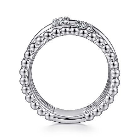 Sterling Silver Gabriel Bujukan Criss Cross Multi Row Ring w/White Sapphire=.15ctw #LR52137SVJWS (S1621155)