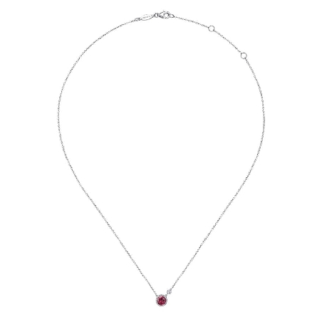 Sterling Silver 15.5-17.5inch Adjustable Bezel Necklace w/Pink Tourmaline=.79ct and Diam=.02ct #NK5241SV5PT (S1634388)